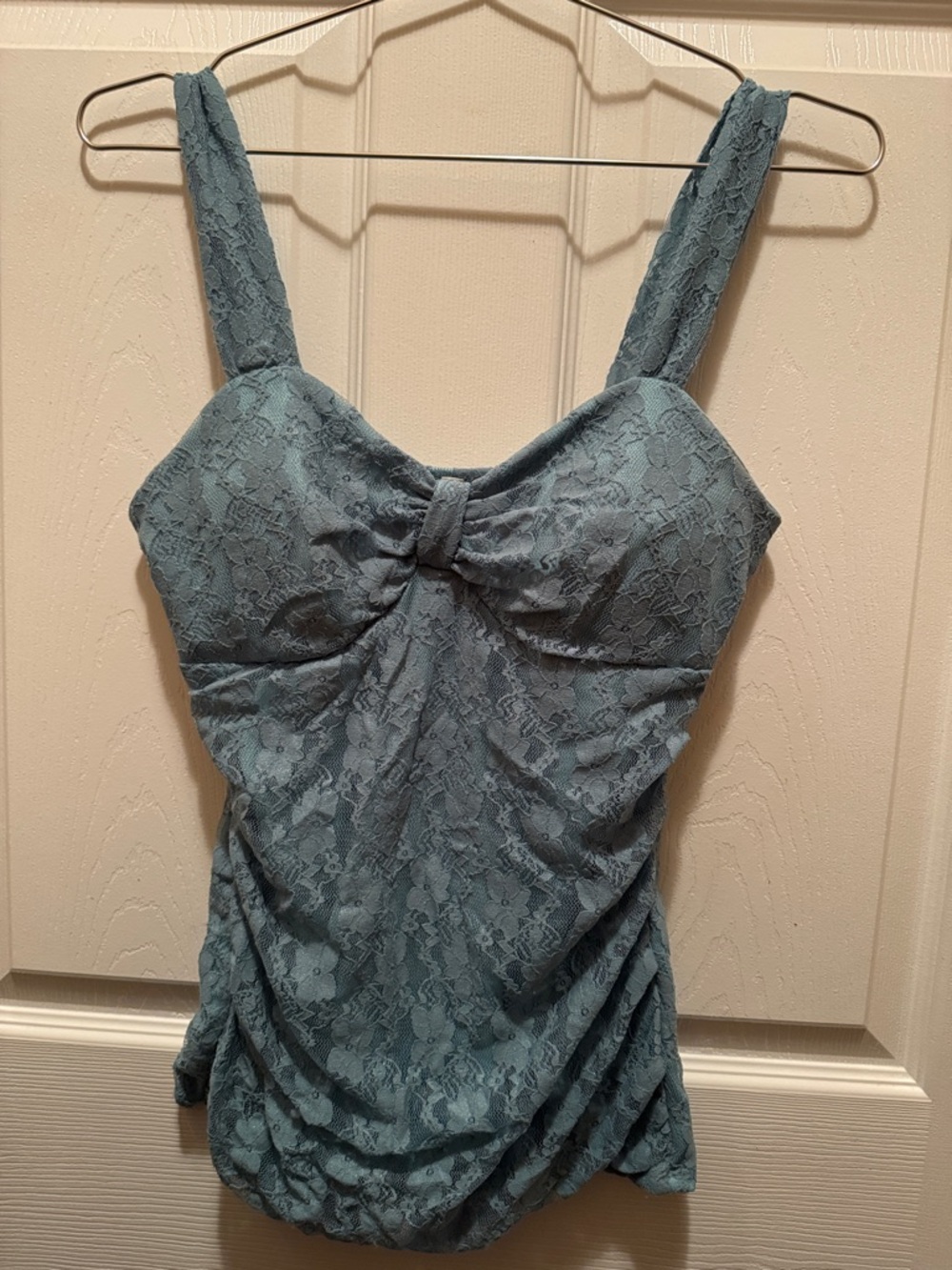 Women's Lace Bow-Front Camisole in Dusty Blue